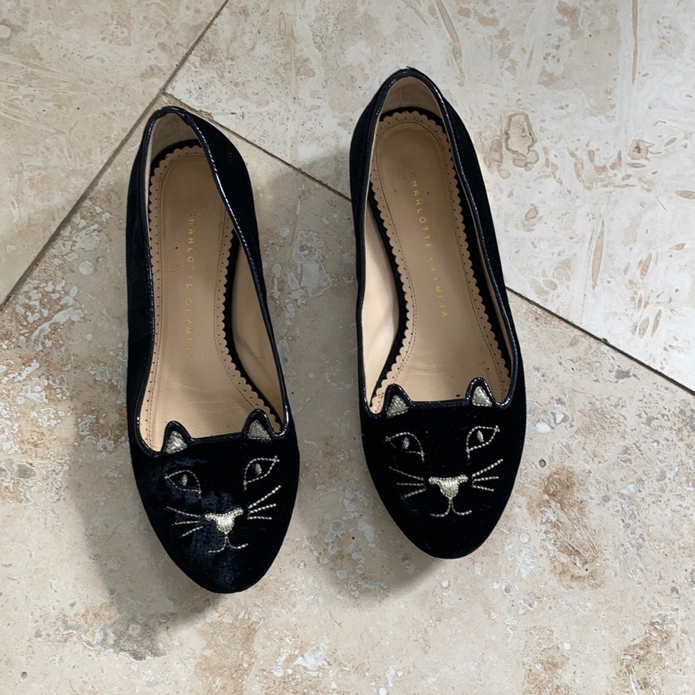 Charlotte Olympia velvet cat flats